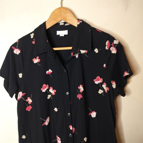 J Jill Floral Dress Stretch Knit Button Front - Picture 5 of 8